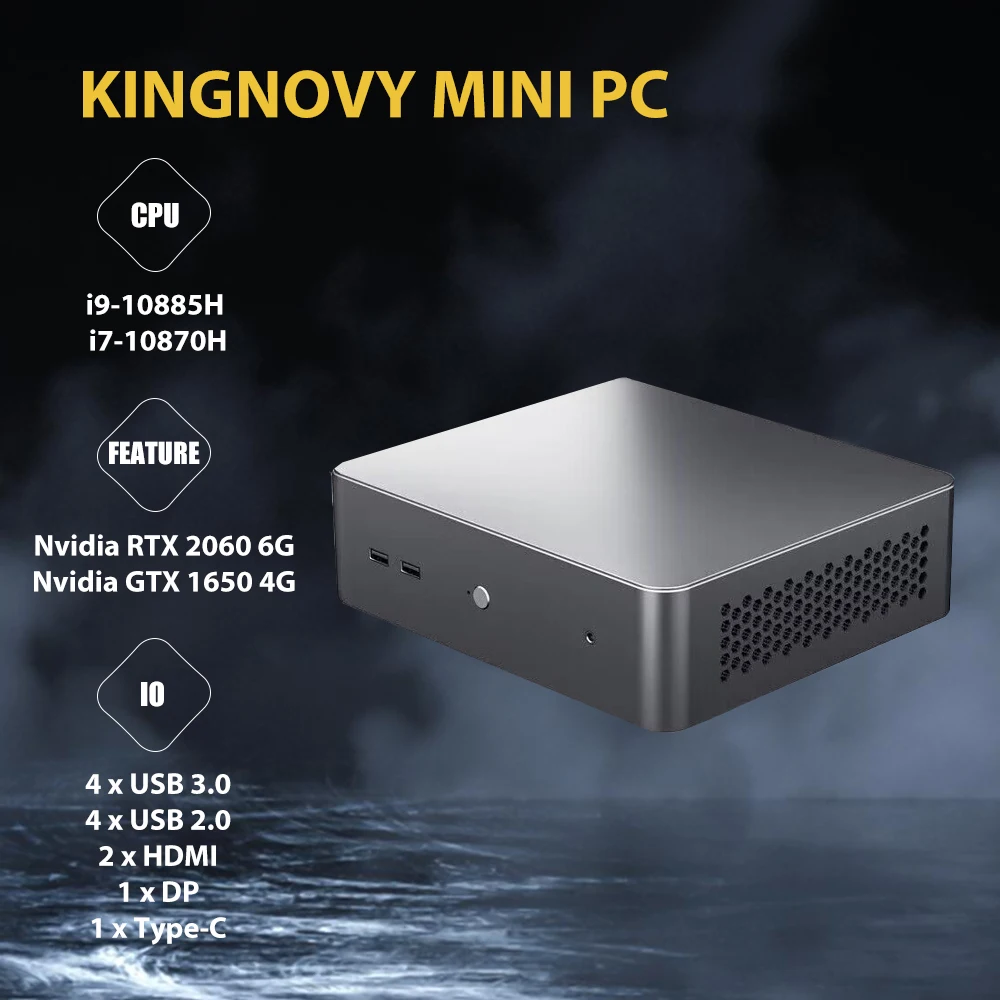 Kingnovy คอมพิวเตอร์กับ NVIDIA RTX 2060 6G Intel I9 10885H i7 10870H มินิเกมพีซี Type-c/hdmi/DP 4K เอาต์พุต6 * USB