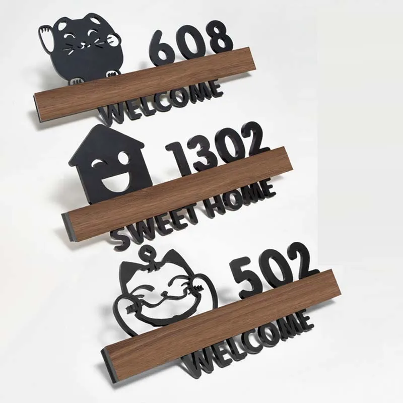 

FuWell Acrylic Door Household Hotel Home Stay Box Number Plate Wooden Plate (Please Remark Your Door Numbers When Make Order)