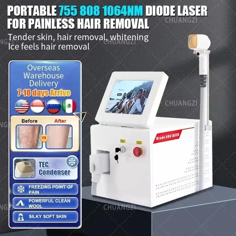 

Newest Diode La-ser for Women Hair Removal Equipment Hair Remover 2000W 3 Wavelength Ice Platinum 755nm 808nm 1064nm Cooling