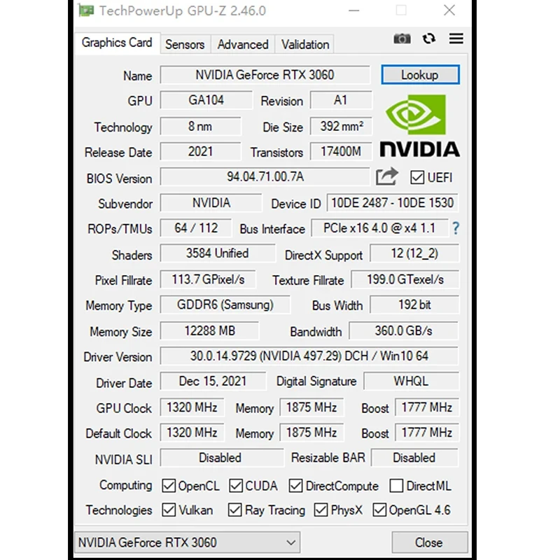 2025 nuove schede grafiche RTX3060 12G Gaming GDDR6 Rtx 3060 12GB GPU Computer PC 192bit DP * 3 PCI Express X16 4.0 RTX3060M 6G