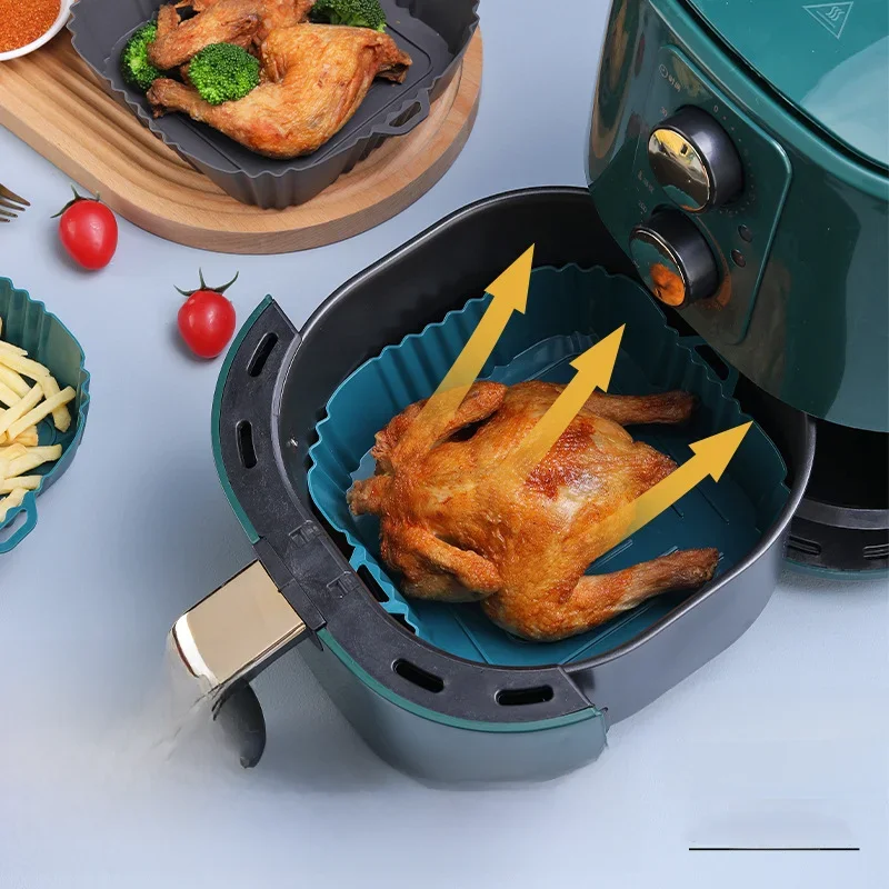 Fritadeiras de silicone preto, Bandeja de cozimento de forno, Praça, Substituição Cozinha Grill Pan,