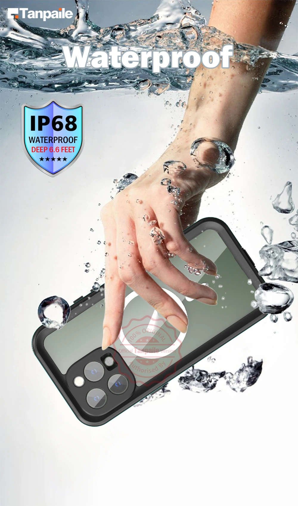 Tanpaile IP68 Magnetic Waterproof Case For iPhone 15 Pro Max 14 13 Plus Case Shockproof Dustproof Protection Phone FUNDA