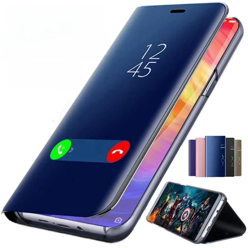 Coque à rabat avec miroir de vue intelligent, étui pliable pour Samsung Galaxy A55 A35 A25 A05S A14 A54 A34 A24 5G 4G