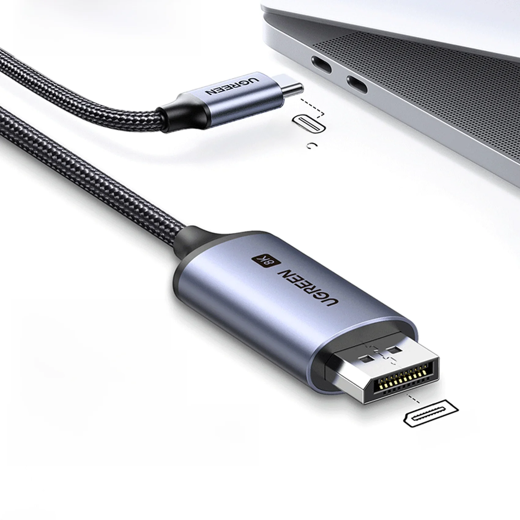 UGREEN USB C do 8K Displayport 1.4 dla Macbook Pro iPad kompatybilny z Thunderbolt 3/4 USB typu C do kabla Displayport 32.4Gbps — zdjęcie produktu 7