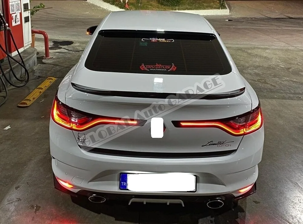 For Renault Megane 4 Sedan Spoiler 2016-2020 Auto Accessory Universal Spoilers Car Antenna Car Styling Diffüser Flaps Black