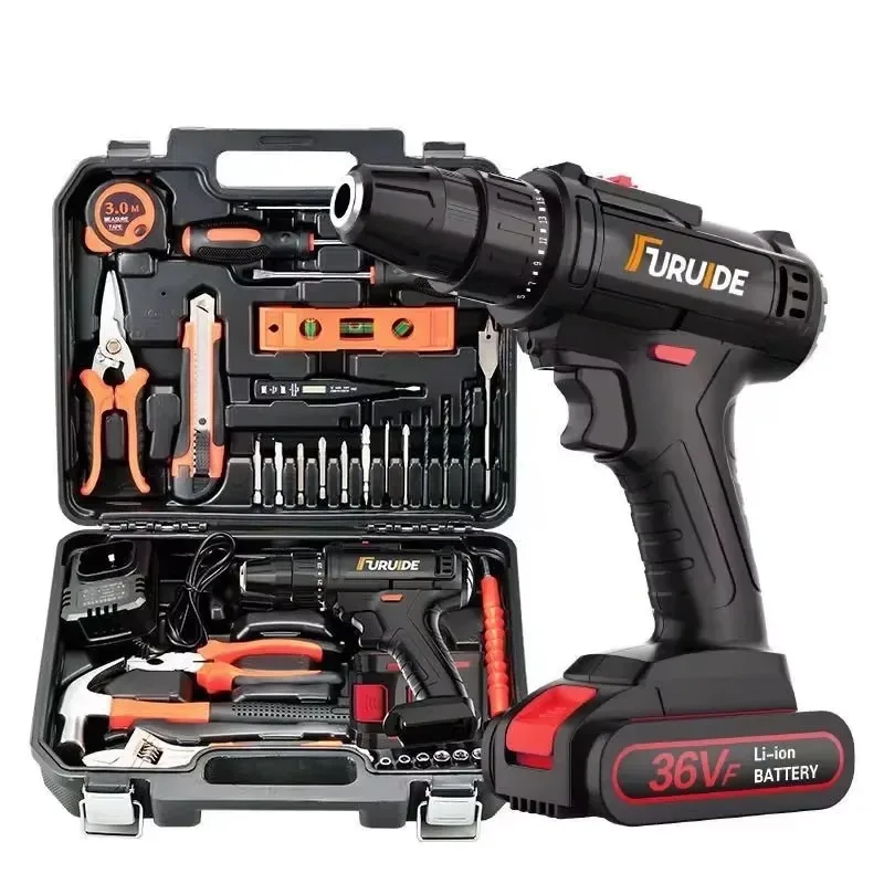 New Low price 120 Pcs Home Tool Kit with Drill 20V Power Drill Cordless Set 25+1 Clutch Tool Sets for Household Tool Set Metal