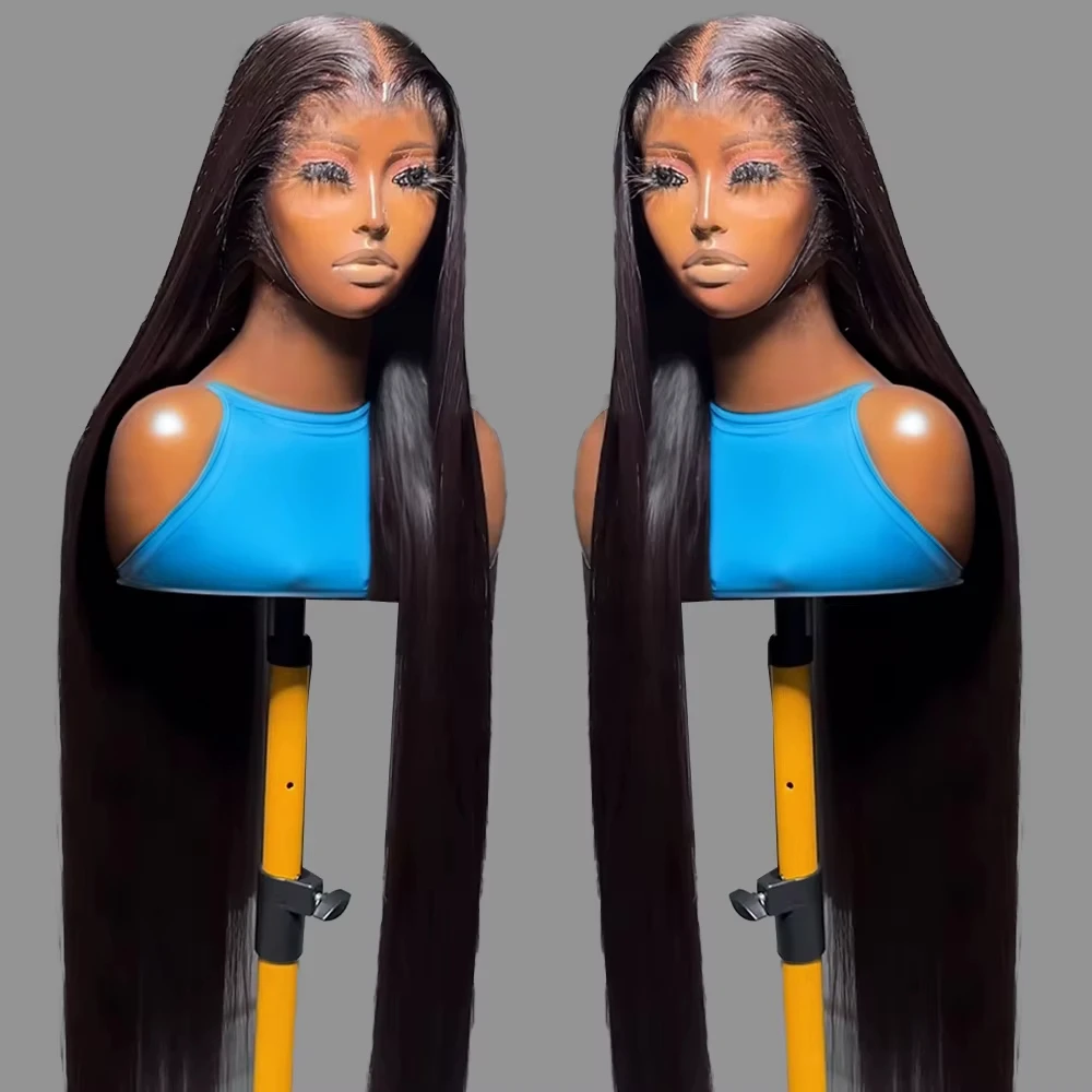 

300 Density Bone Straight 13x6 Lace Frontal Wigs Human Hair Preplucked Bleached Knots 13x4 Lace Front Wig For Women Remy Hair