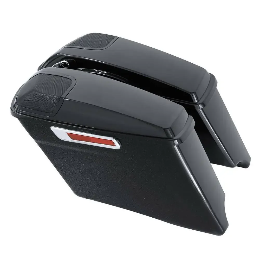 Motorrad 4" verlängerte harte Satteltaschen für Harley Touring Road King Road Glide Street Glide CVO 2014-2024 Gunship Grau