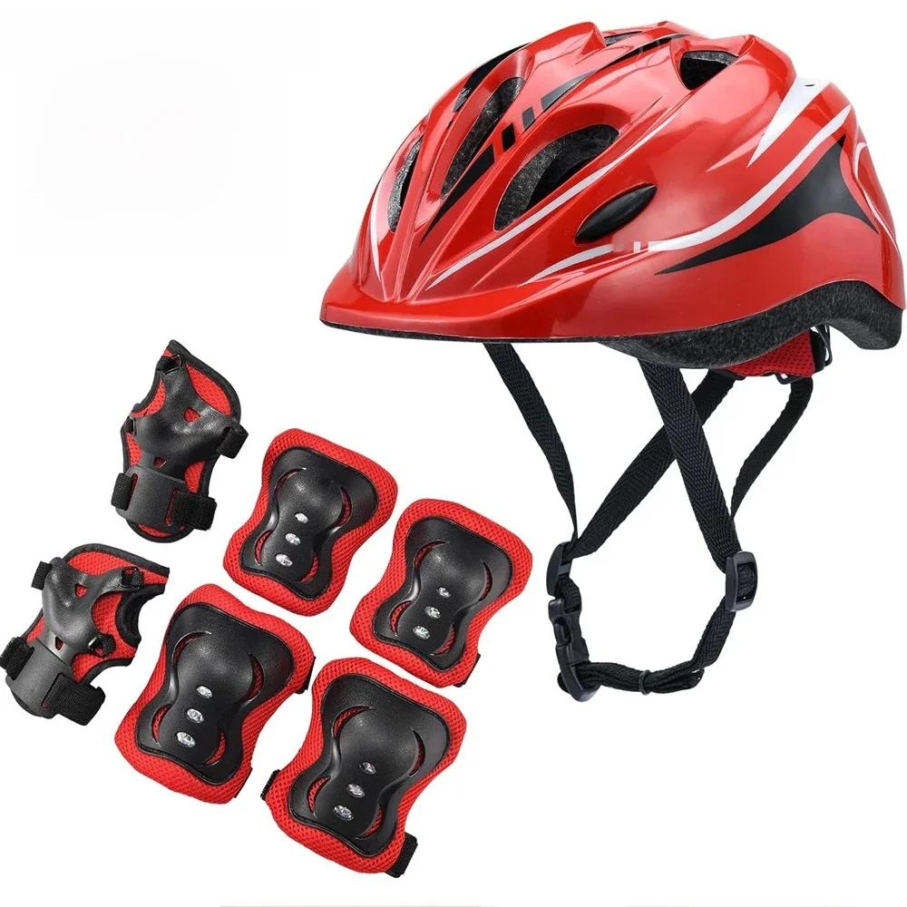 AliExpress 7Pcs Kids Helmet Knee Pad Set,Adjustable Knee and Elbow Pads Kids Wrist Guards for Bike Cycling Roller Skateboard Protective