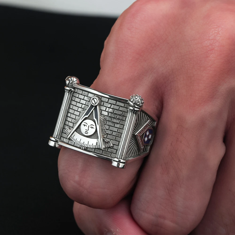 Imagem -04 - And Accepted Masons Ring 925 Sterling Silver Masonic Blue Lodge Mason