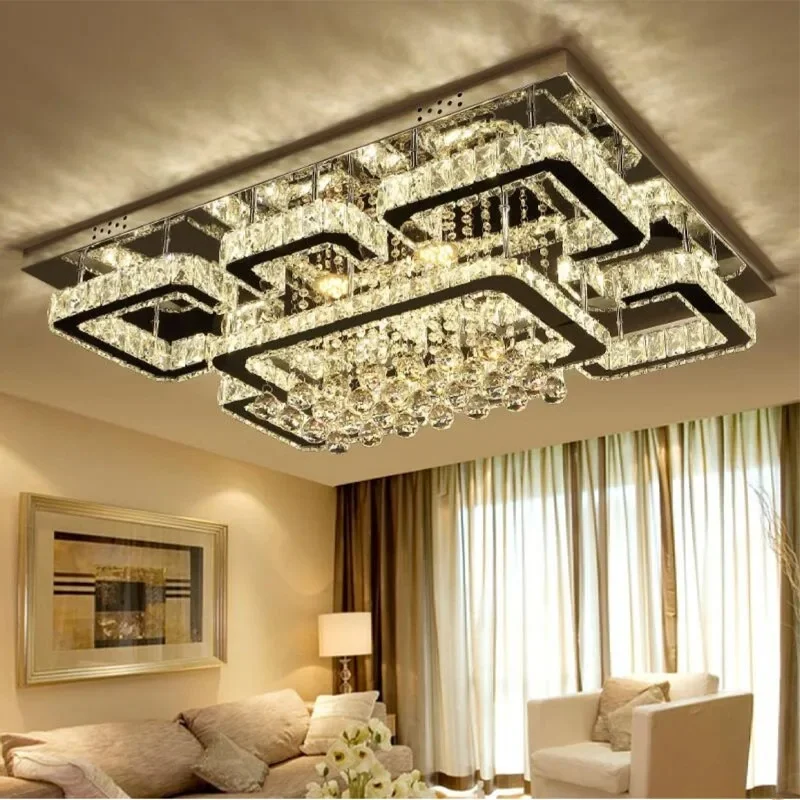 Moderne luxe kristallen LED-kroonluchter voor woonkamer slaapkamer eetkamer keuken plafondlamp zilver chroom afstandsbediening licht - afbeelding 2