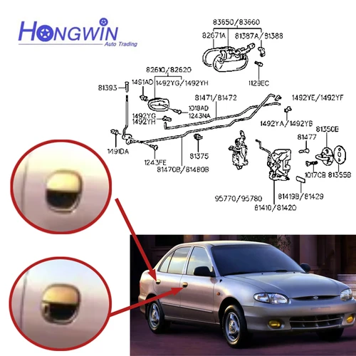 Imagen 2 del producto Manija de puerta Exterior para coche, accesorio para Hyundai Accent 1995, 1996, 1997, 1998, 1999, 82660-22000, 82650-22000, 83660-22000, 83650-22000, 4/2/1 piezas