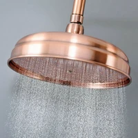 Cabezal de ducha de lluvia redondo de 8 pulgadas, cabezal de ducha de mano de cobre rojo antiguo, soporte de ducha de mano, ducha de pared, accesorios de baño para el hogar