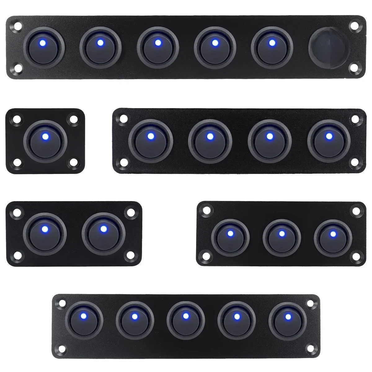 20A blauw rond joystick-schakelpaneel met 3-pins aluminium waterdicht 12V, geschikt voor auto's, vrachtwagens, boten, campers, jachten, enz. - afbeelding 2