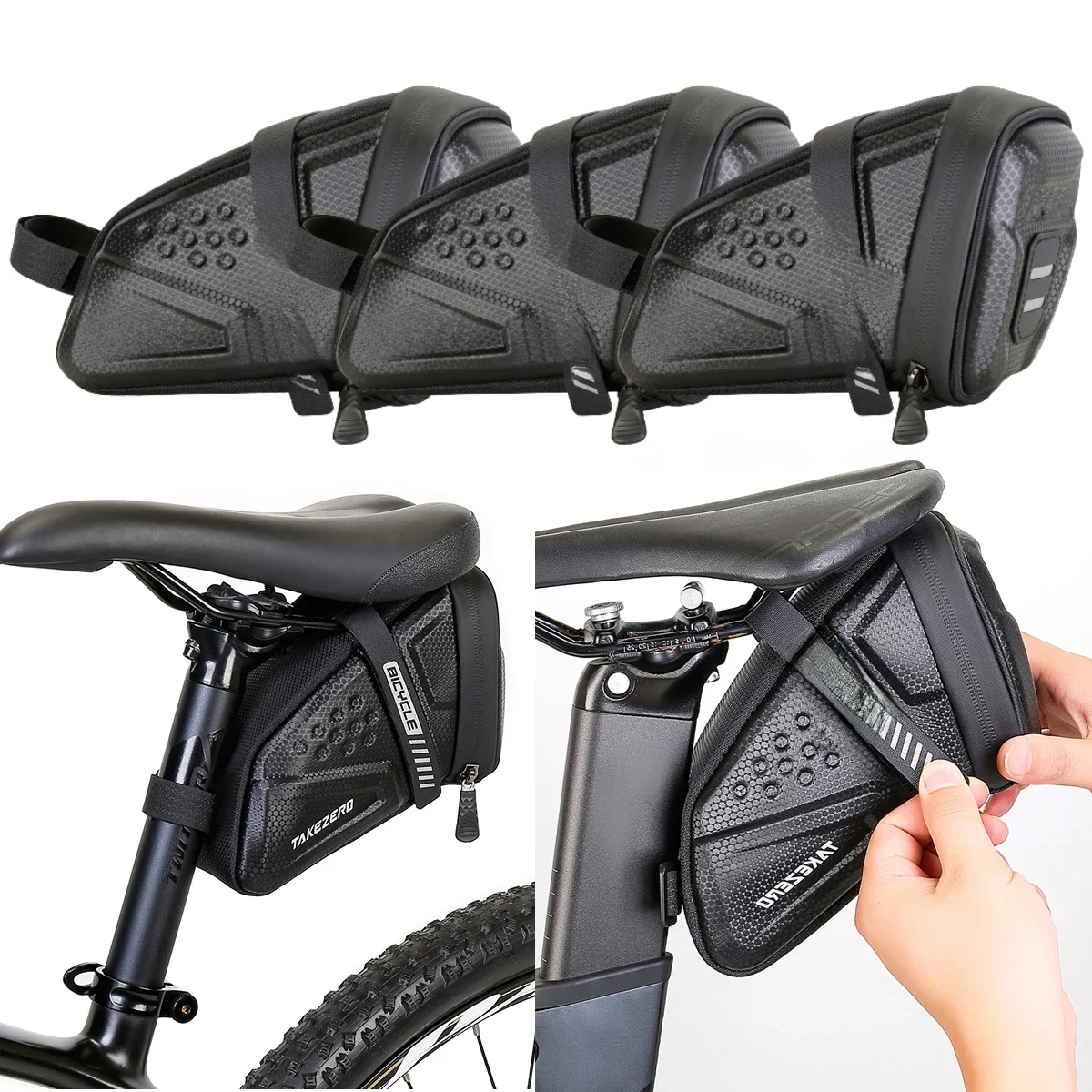AliExpress 3/2/1PCS 1L Bicycle Saddle Bag EVA Hard Shell Refletive Mountain Road Bike Saddle Bag Waterproof