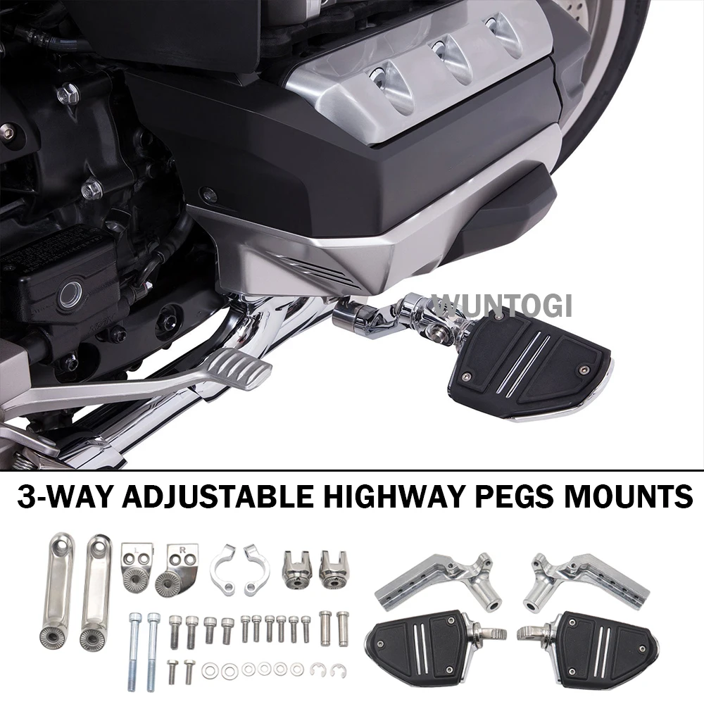 

Золотые Крылья аксессуары для шоссе Peg Подходит для Honda Goldwing Tour DCT подушка безопасности 1800 F6B GL1800 3-сторонние регулируемые крепления для шоссе Peg