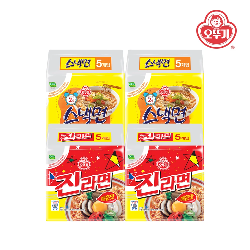 [Ottogi] Fideos Jinra picantes 10 bolsas y fideos snacks 10 bolsas