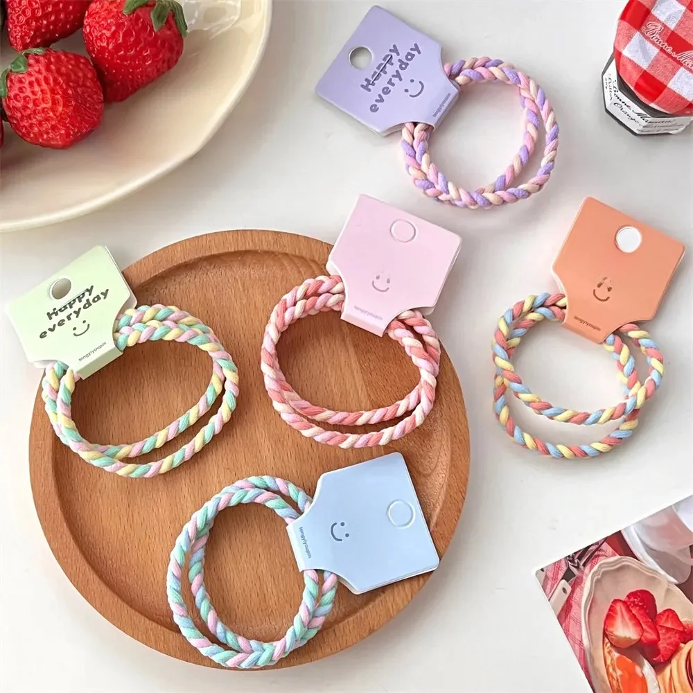 Attache de cheveux élastique tressée de couleur 2/5 pièces, attache de cheveux queue de cheval antidérapante, bandeau durable à haute élasticité, couvre-chef mignon pour un usage quotidien