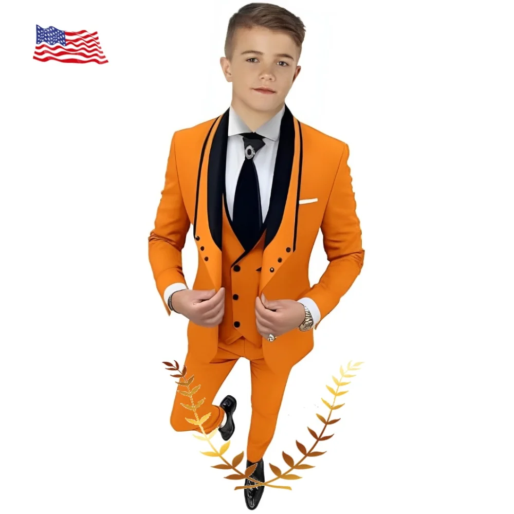 

Formal Boys Suit 3 Piece Slim Fit Jacket Vest Pants Set Wedding Party Kids Tuxedo Fashion Children‘s Blazer