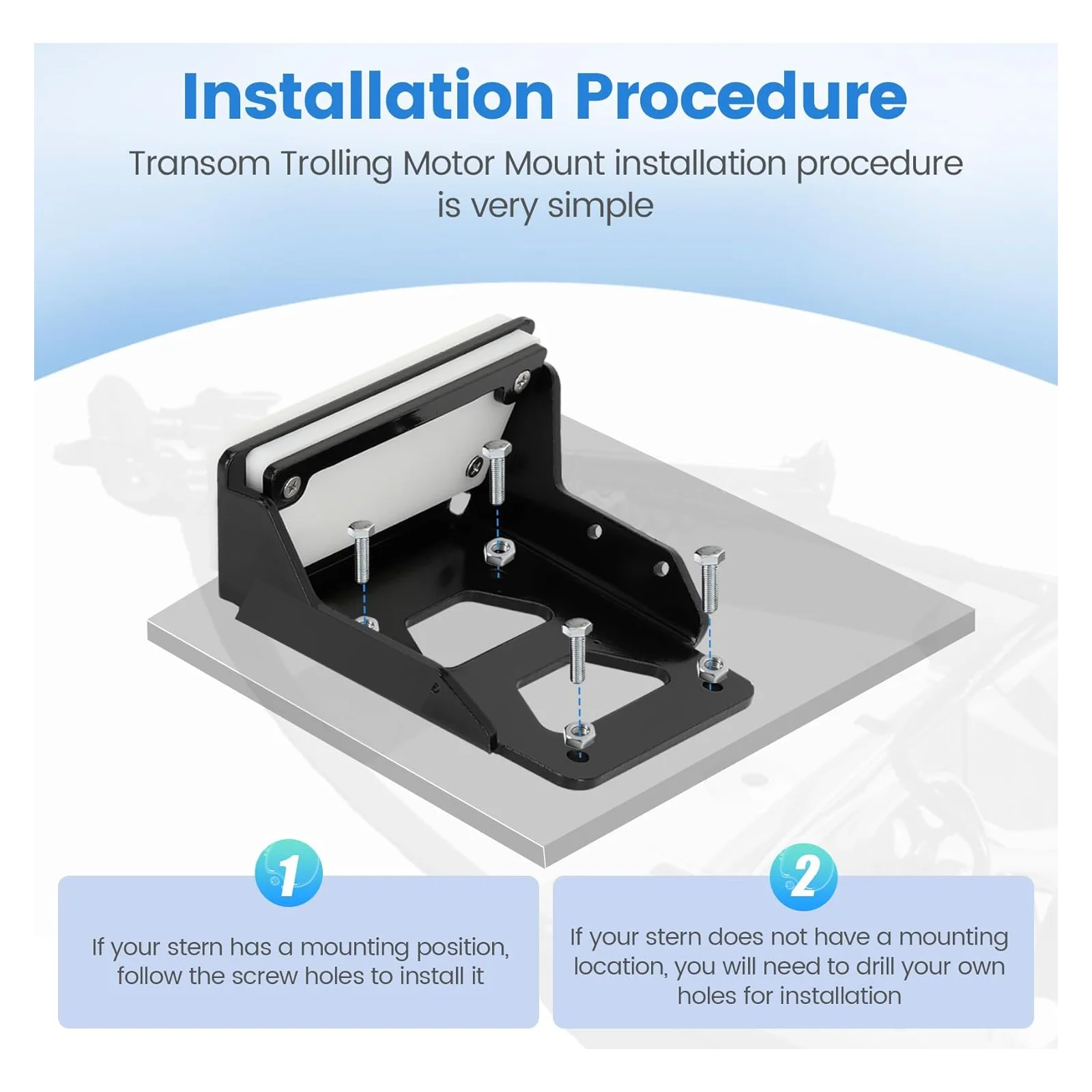 

Trolling Motor Transom Mount Marine Motor Mount for Kayaks Accessories Easy to Install Freshwater and Saltwater for Kayak