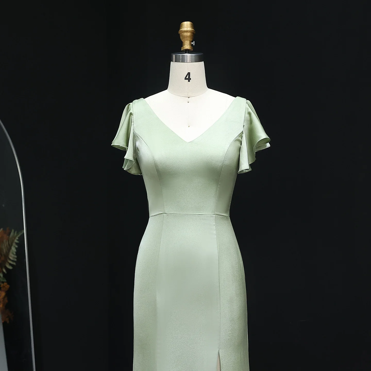 Шарон Саид зеленый атласный v-образный вырез с накидкой и рукавами платье подружки невесты русалки с разрезом по бокам женские свадебные платья для гостей BS002 по индивидуальному заказу