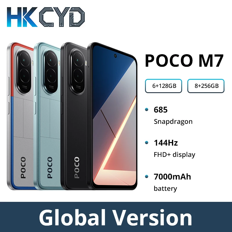 [월드 프리미어] POCO M7 글로벌 버전 스마트폰 스냅드래곤 685 7000mAh 배터리 몰입형 6.9인치 FHD+ 디스플레이 NFC 33W 충전