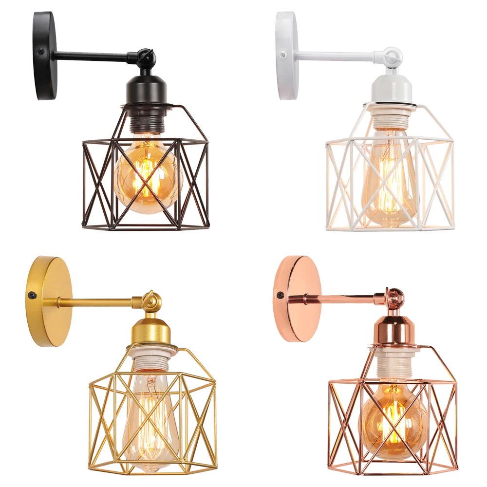 

Винтажный светодиодный настенный светильник в стиле ретро, лофт, промышленный настенный светильник E27, железная клетка, абажур, настенное бра, гостиная, внутреннее освещение, Wandlamp