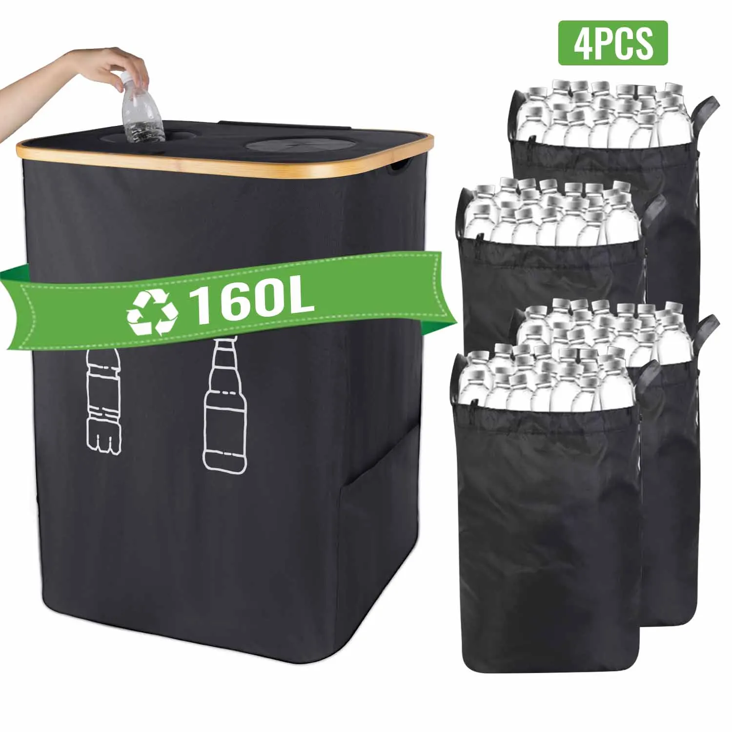 Colección de botellas de depósito Recipiente de botellas de 160 L Recipiente de botellas de depósito vacío Contenedor con botella lavable con tapa