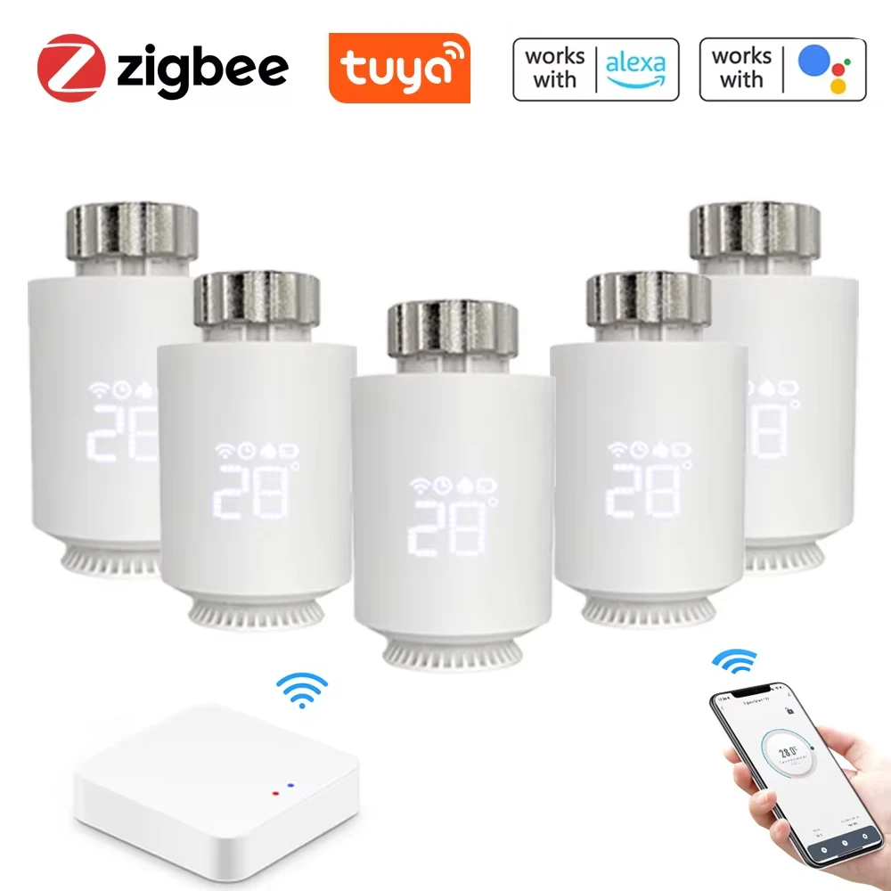 Tuya ZigBee Radiator Actuator Thermostat Smart TRV Thermostatic Valve Temperature Controller Support Alexa Google Home TRV06