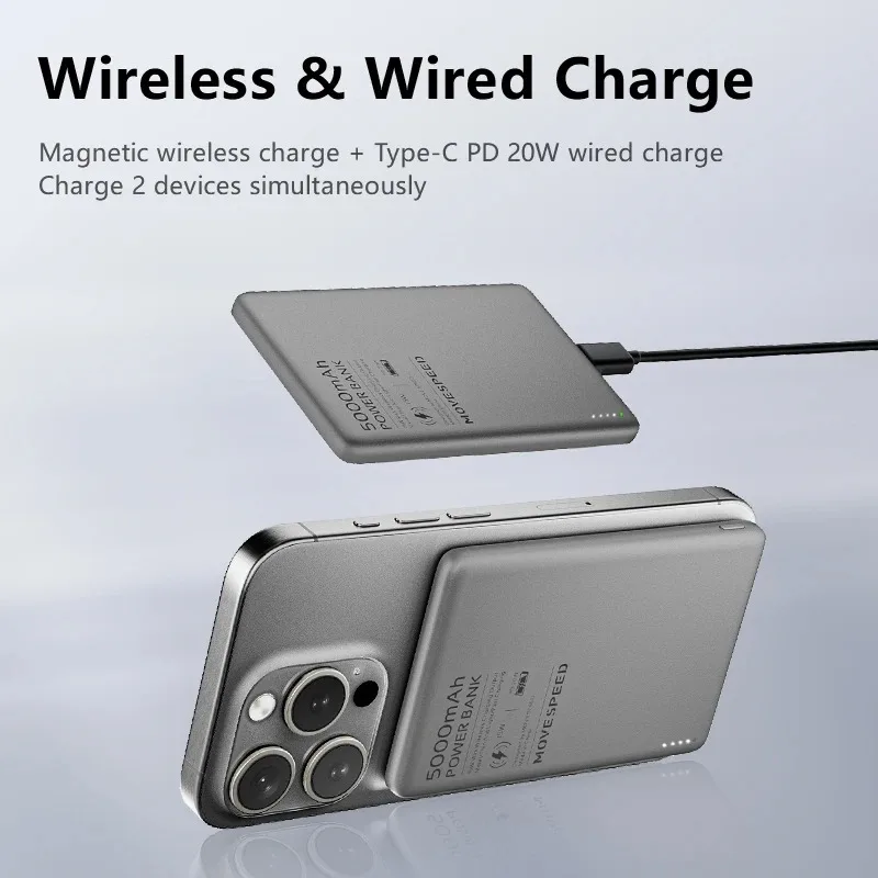 MOVESPEED S05 Magnetic Power Bank 5000mAh PD20W Portable Mini Size Wireless Powerbank Battery Charger