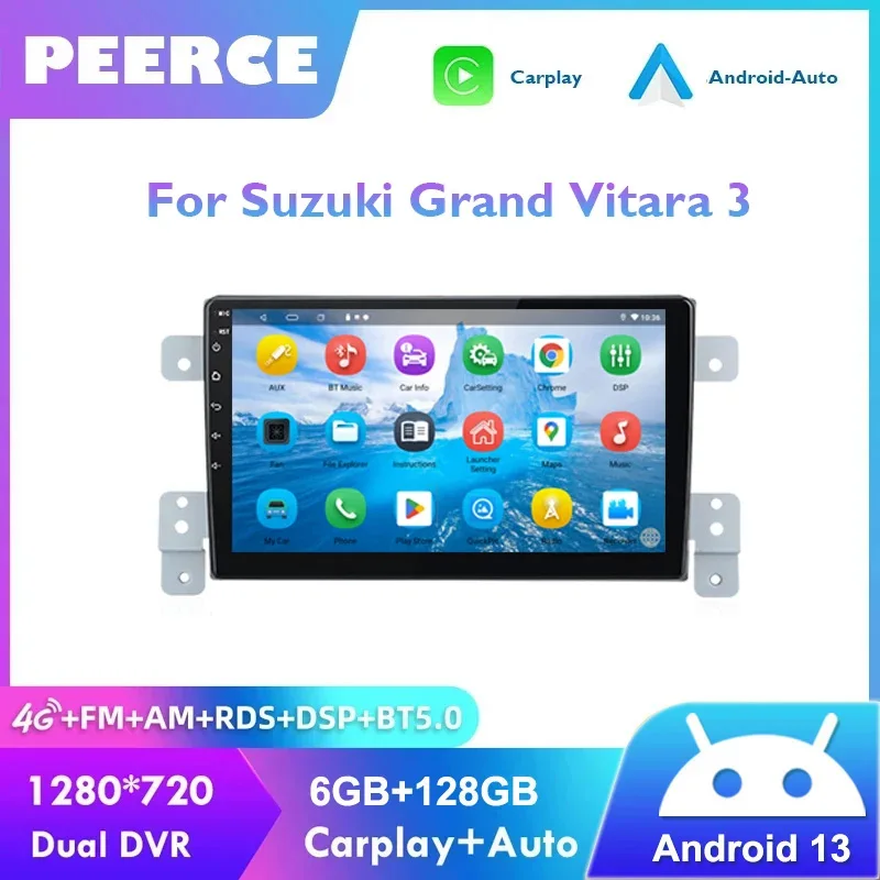 

PEERCE 8G+128G For Suzuki Grand Vitara 3 2005 - 2015 Car Radio Car Video Players CarPlay Android Auto