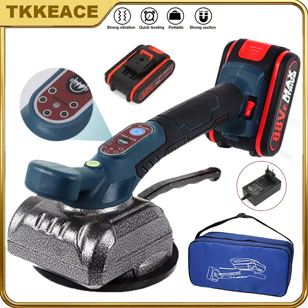 TKKEACE Machine à carreler sans fil, vibrateur de carreaux 5 vitesses, outil de nivellement pour sols, ventouse agrandie pour pose de carreaux