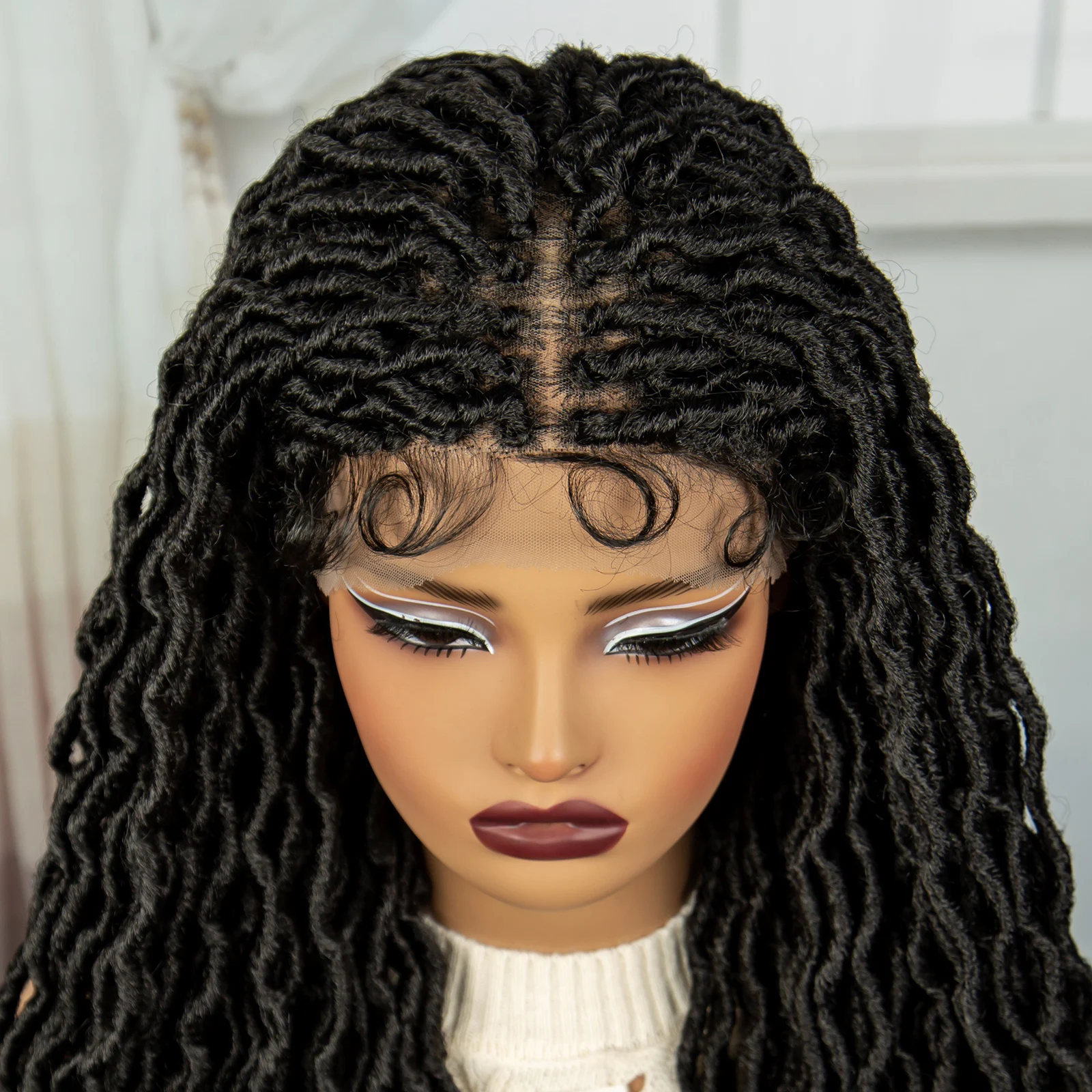 Dreadlocks Braided Wigs Synthetic Lace Front Butterfly Locs Braided Lace Wig for Black Women Crochets Braiding Hair Wig