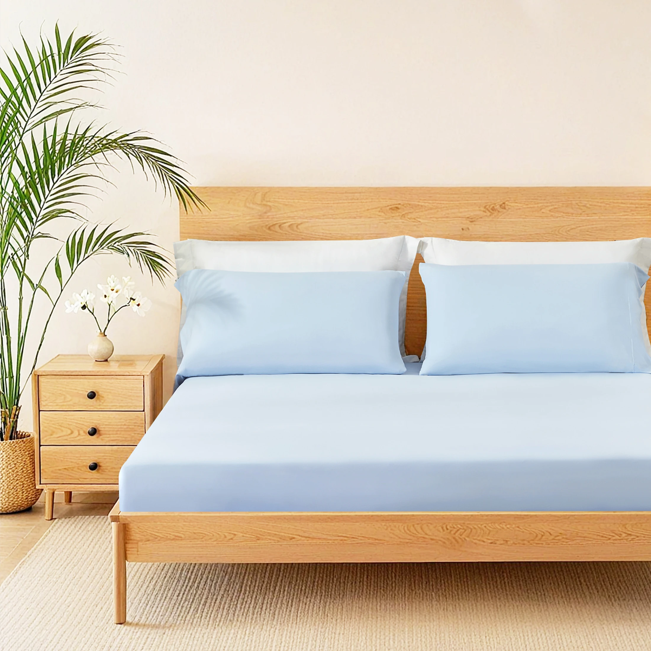 

3-Piece Queen Cooling 3pc Sheet Set,Ice (Blue Ice Blue + Nylon)'