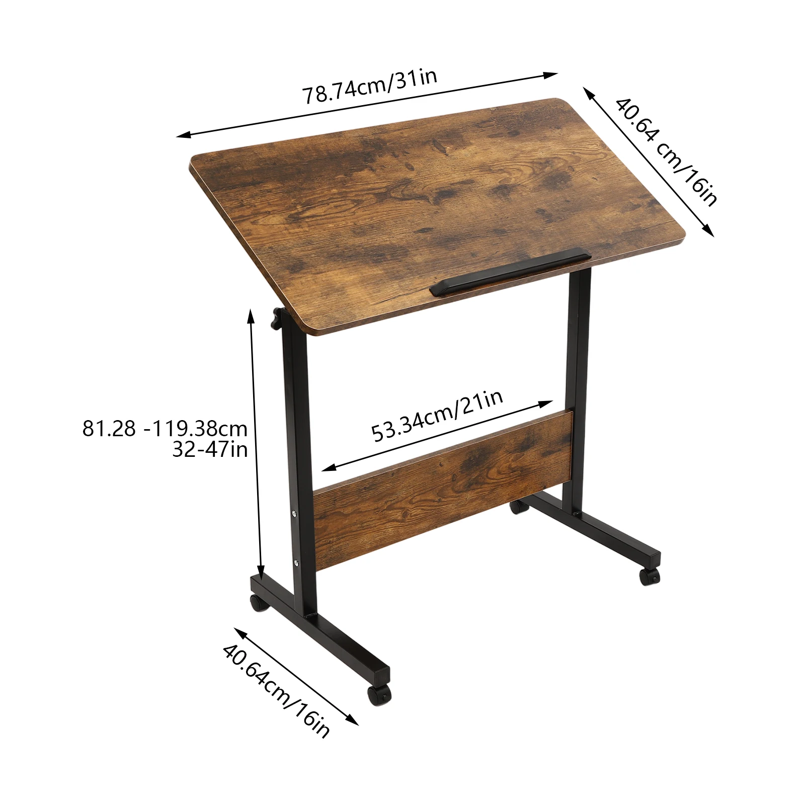 

Adjustable Height Standing Desk, Portable Laptop Desk, Rolling Computer Stand with Adjustable Height Flexible to Move and Fix