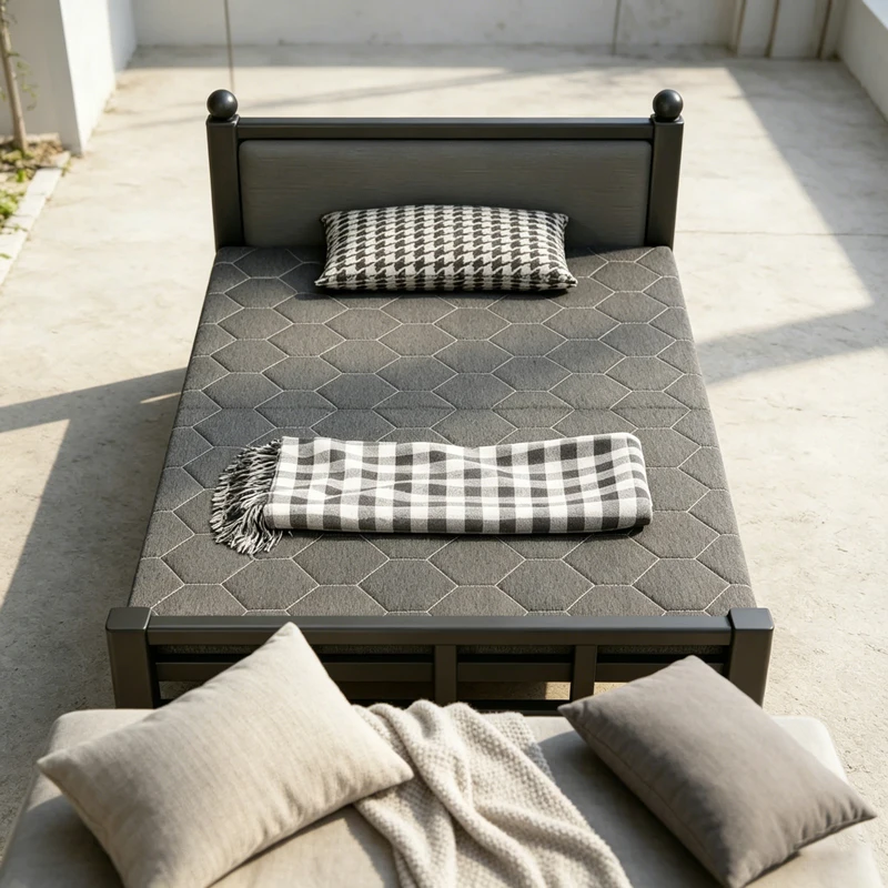 Cama Plegable Portátil Simple para Uso Doméstico, Individual, para Siesta, con Base Rígida, Doble, para Dormitorio, con Estructura de Hierro, Moderna y Cómoda, B312967