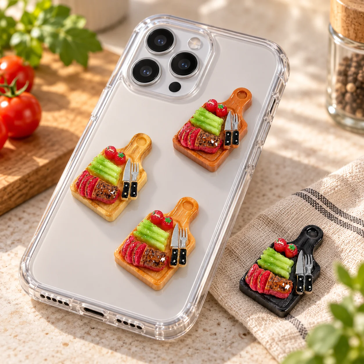 Dollhouse Miniature Food Play Scene Decoration Mini Wooden Chopping Board Steak Vegetable Platter Doll Accessories