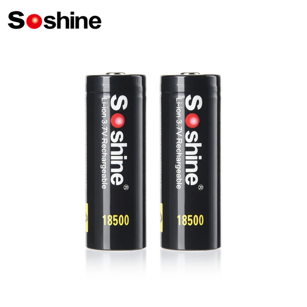 Soshine 18500 1400mAh Battery with Protected 3.7V 18500 Lithium Rechargeable Battery for LED Flashlight 1400mAh Li-ion Batteries