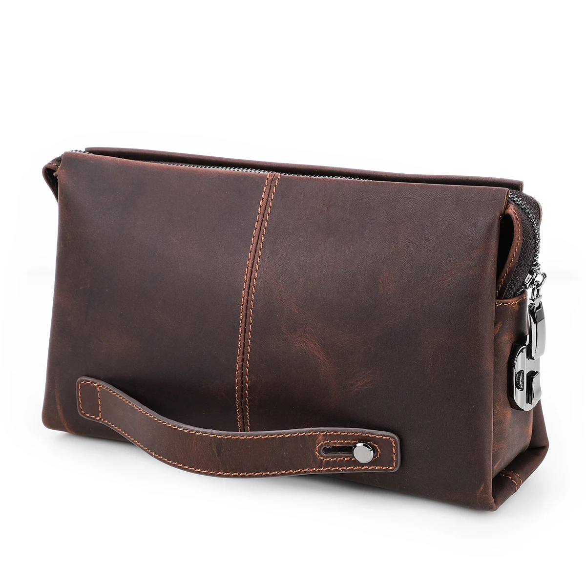 CONTACT\'S Heren Clutch Bag Grote capaciteit Codeslot Ontwerp Echt leer Heren Portefeuilles Mobiele telefoonzak Zakelijk Lange portemonnee Mannelijk