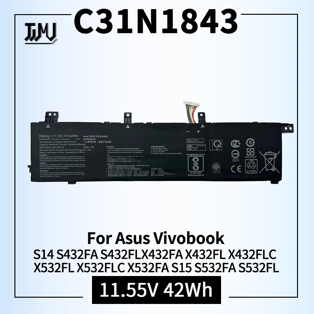 

C31N1843 Аккумулятор для ноутбука ASUS VivoBook S14 S432FA S432FL Vivobook X432FA X432FL X432FLC X532FL X532FLC X532FA S532FA S532FL