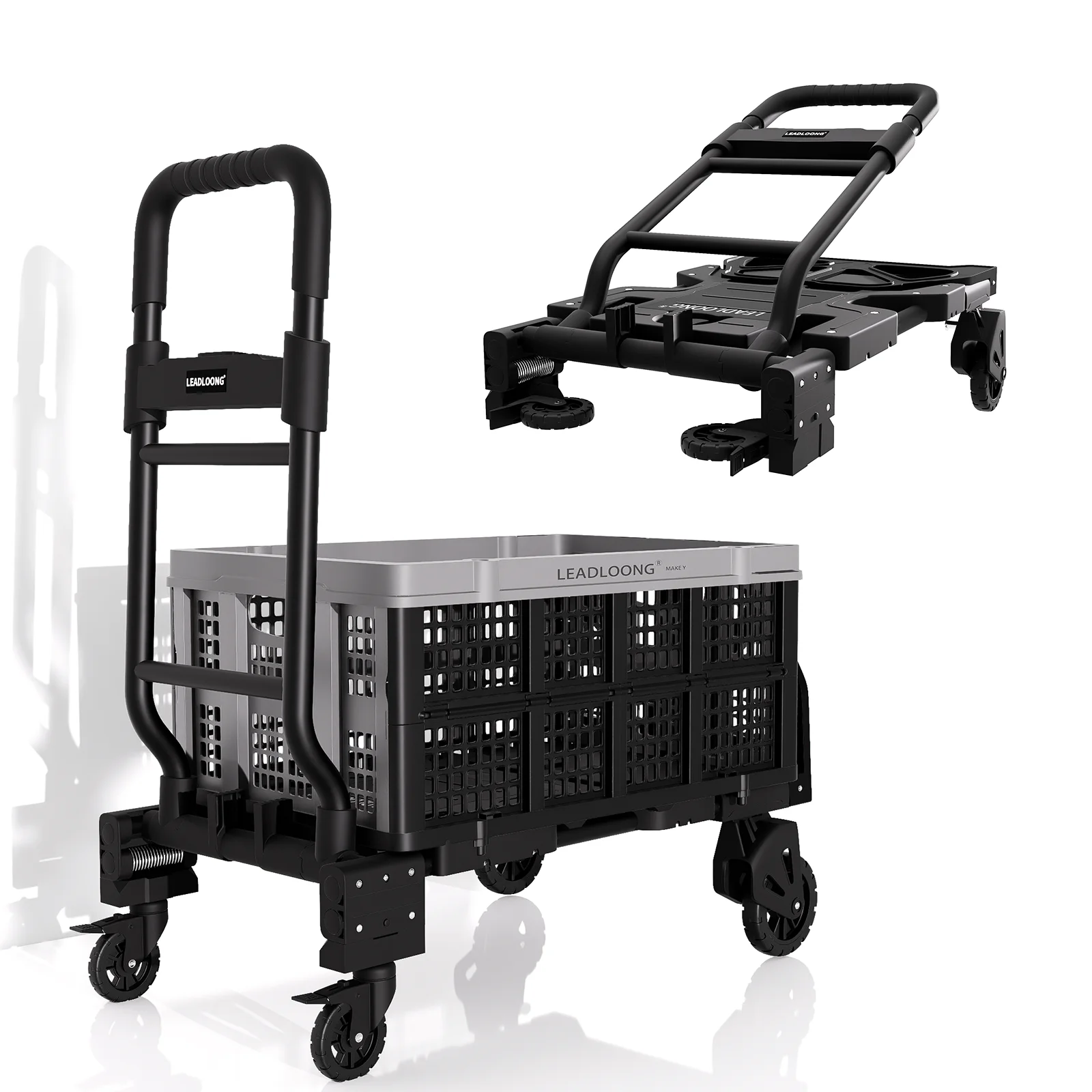 

LEADLOONG Portable Tool Cart Transformable Hand Cart with Collapsible Basket Foldable Trolley