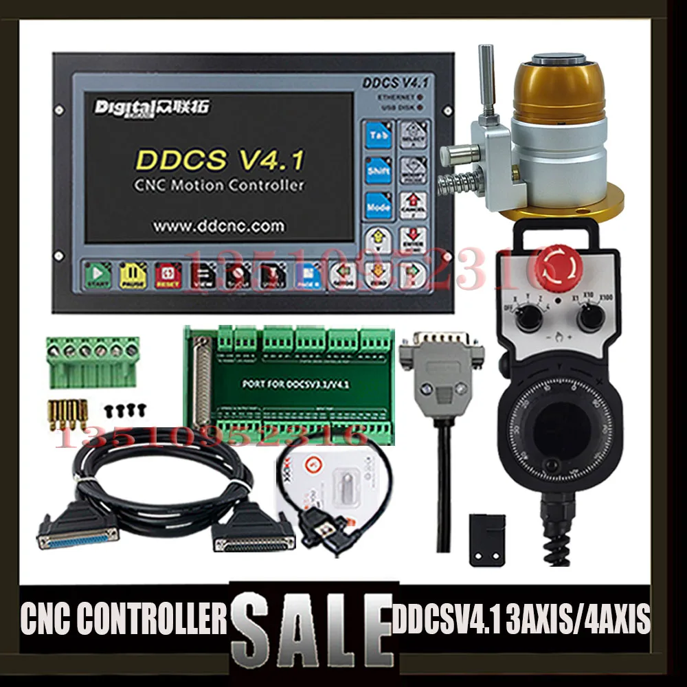 Ddcs V4.1 Cnc Control System 3 Axis 4 Axis Engraving Machine Controller Kit Z Axis Probe 500k G Code Pulse Support Servo Spindle