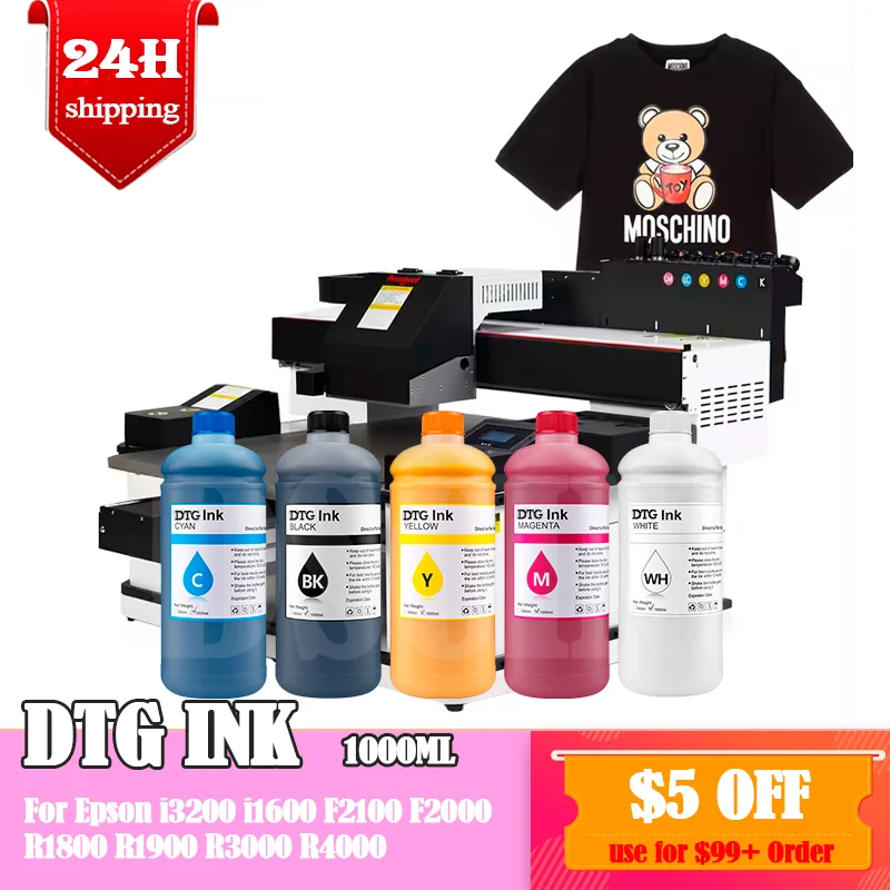 

1000ML DTG Ink Textile Ink High Quality For Epson F2000 F2100 L1800 i3200 R1900 R2000 R3000 DX6 DX5 DX7 DX8 Printer