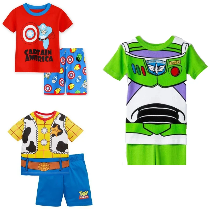 Toy Story Buzz Lightyear Wooden Captain Kids/Adult Pajama Set Summer T-Shirt + Pants Boys & Girls Pajamas Casual