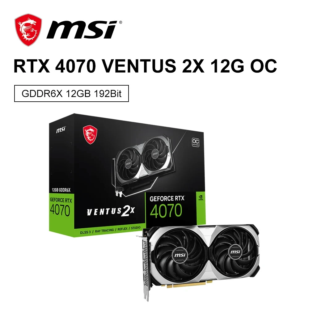 Б/У MSI GeForce RTX ™   4070 VENTUS 2X E 12G OC GDDR6X 4NM 192 бит 12 ГБ видеокарты placa de gik PCI4.0 8PIN