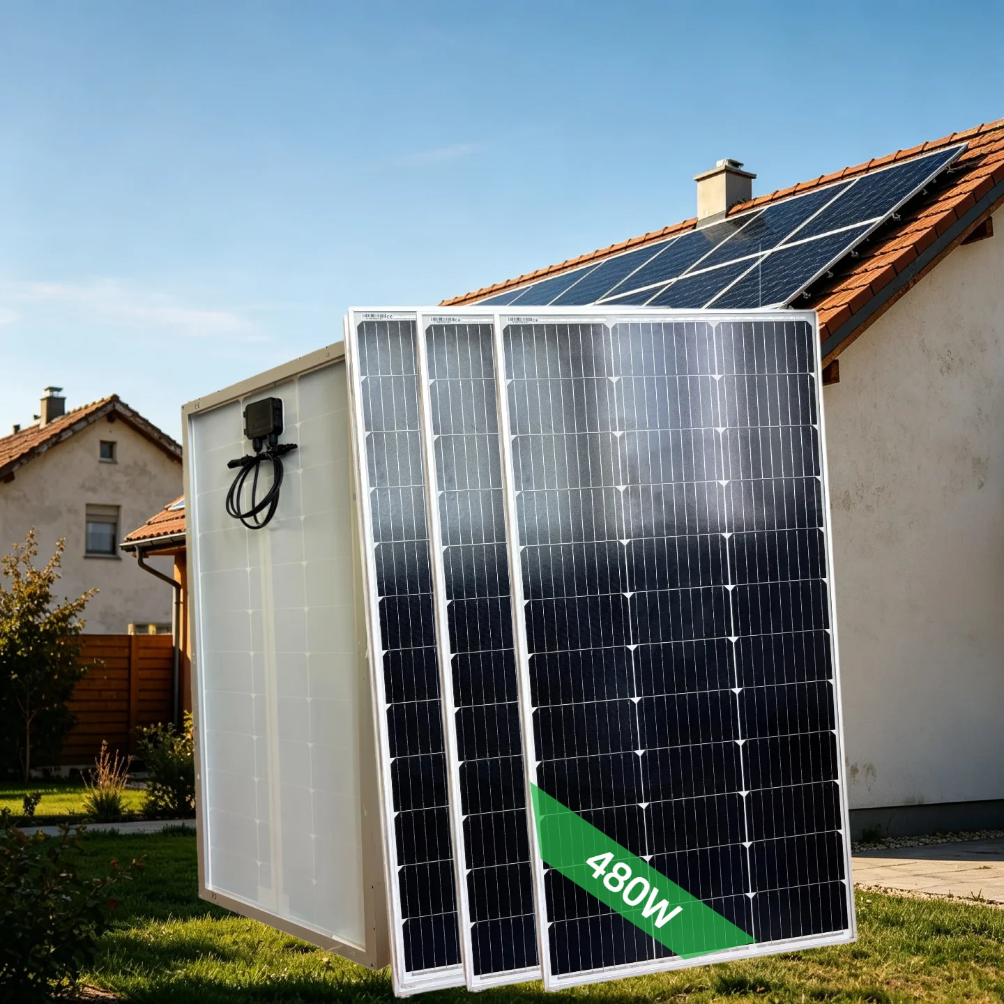 Panneau photovoltaïque haute efficacité 480W (120W × 4), production d'énergie hors réseau efficace, adapté à de multiples scénarios tels que les camping-cars, les toits et les fermes