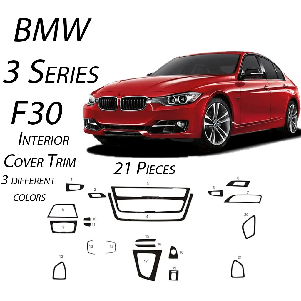 For BMW F30 3 Series Car Accessories Interior Cover Trim Sticker Carbon Fiber Grey Piano Black 21 Pieces