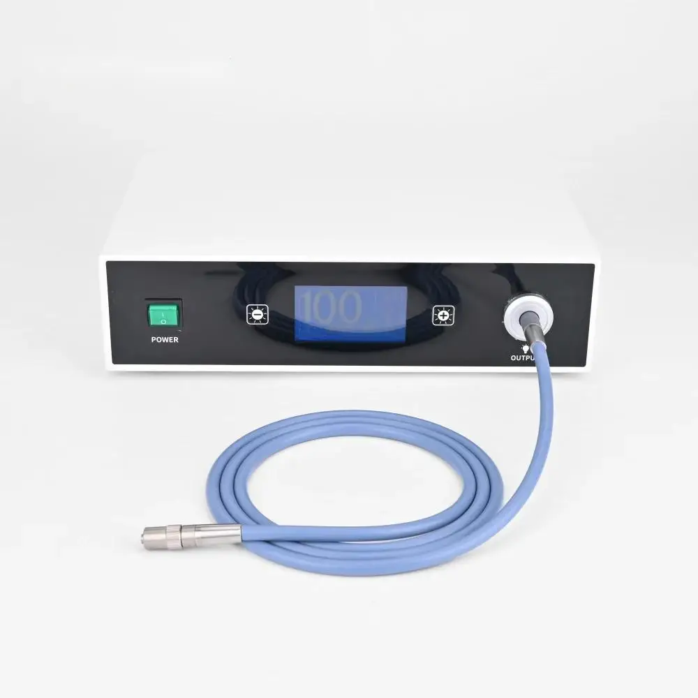 100W Medical Led Cold Light Source with 2m Fiber Optic Cable for ENT Laparoscopy Urology