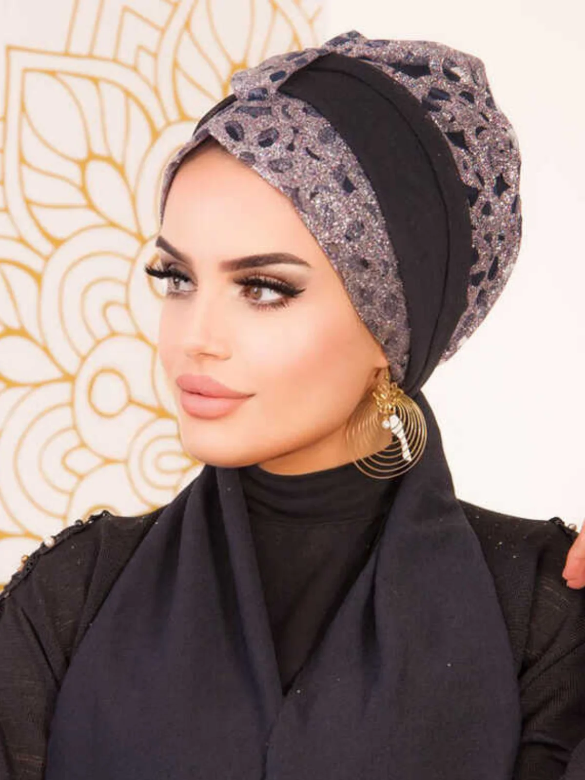 Evening Dress Bonnet with Scarf, Turban Scarf Hijab Clothing Muslim Fashion Casual Shawl Modern and Stylish Women