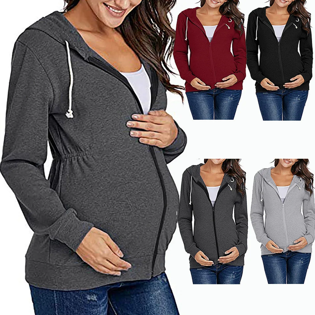 

Maternity Clothes Pregnant Women Jacket Coat Spring Fall Premama Hoodies Sweatshirt Hooded Zipper Jacket Coat Pregnancy Clothing